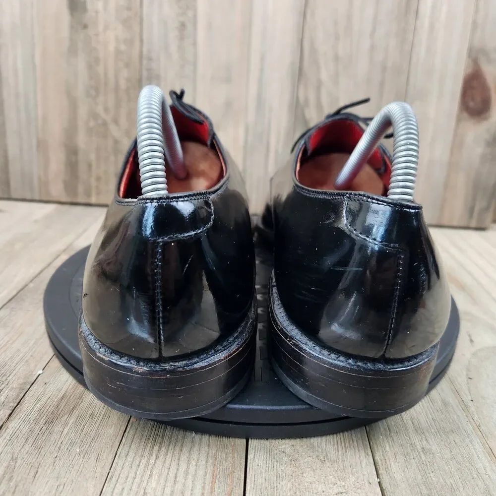 Mens Allen Edmonds Spencer‎ size 9 Black Patent Leather Oxford Dress Shoes